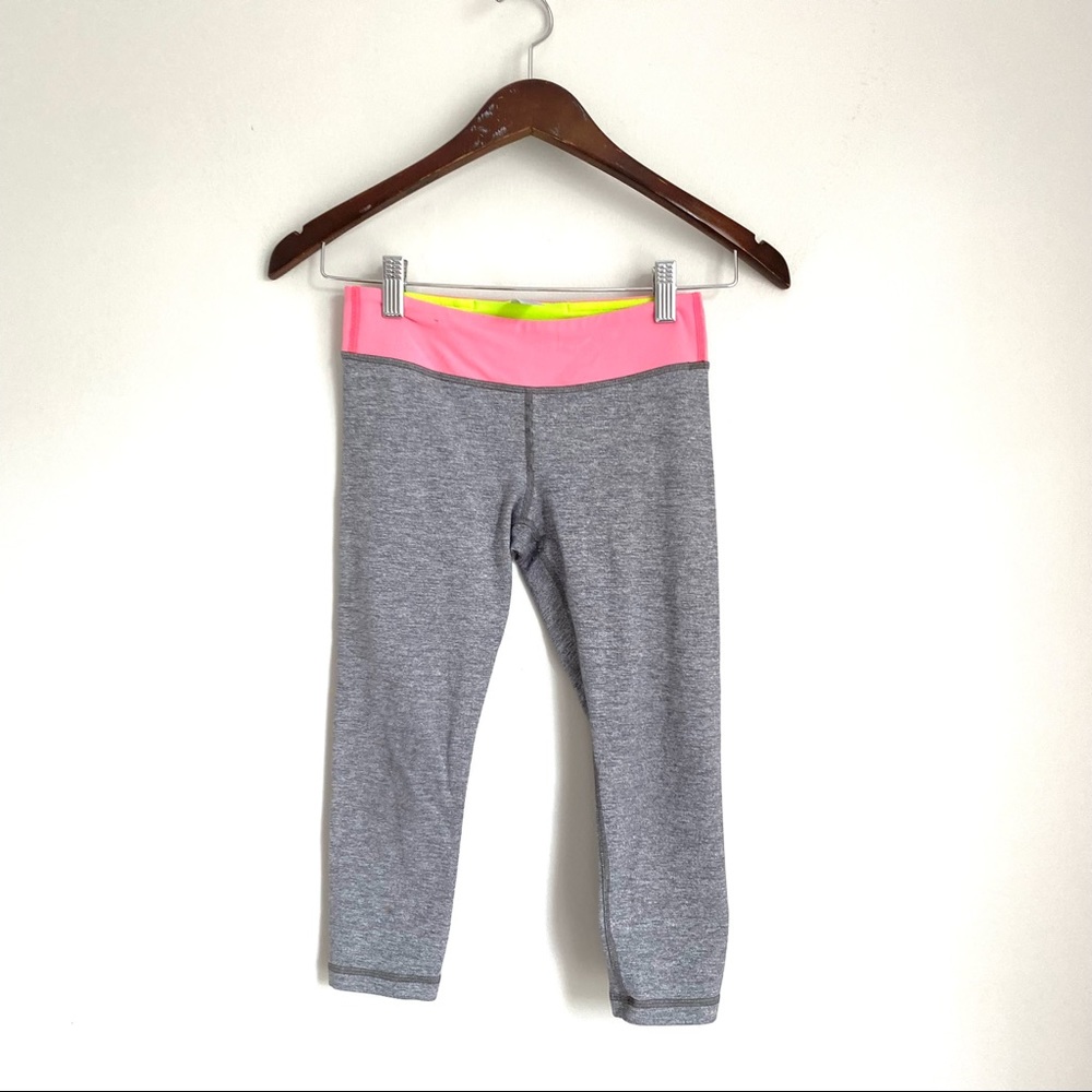 IVIVVA Youth Girls 10 Reversible Gray Neon Cropped Workout Leggings N7